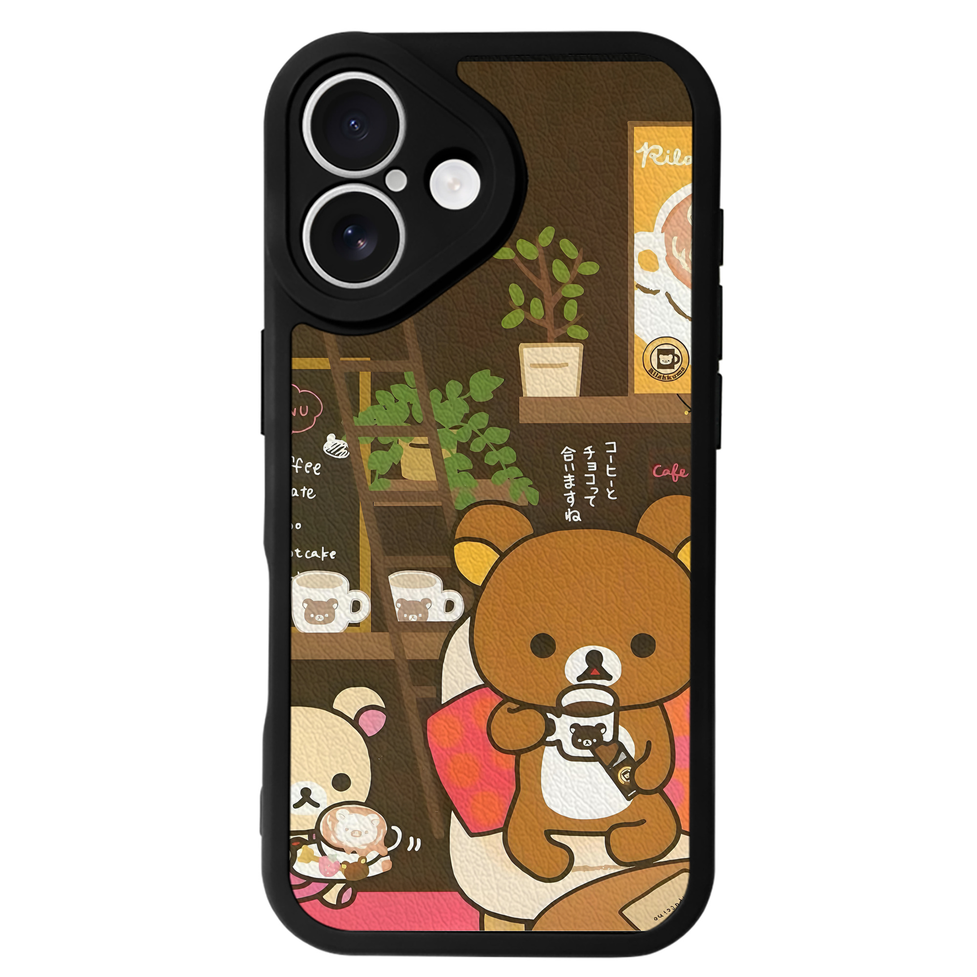 （画像用） リラックマ リラックマ キイロイトリ Rilakkuma Korilakkuma Kiiroitori 【iPhone 16シリーズ対応】シリコンスマホケース（レザー調） 材質：シリコン
